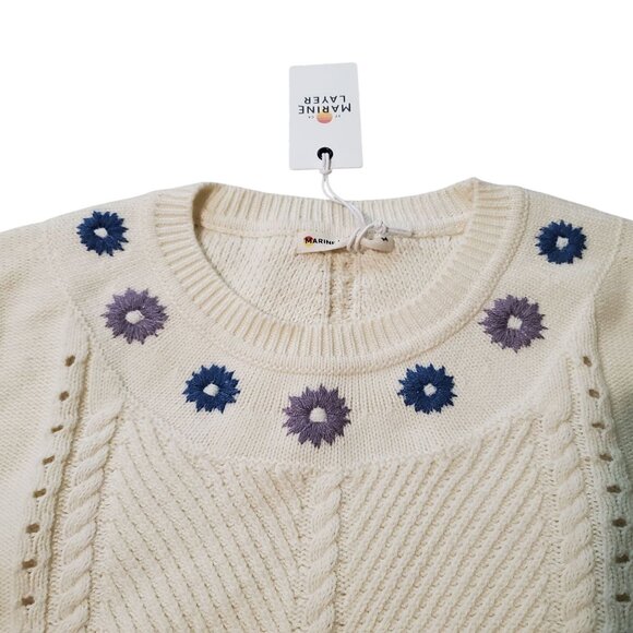 Marine Layer Jada Crewneck womens sweater ivory sz Medium pullover knit new - Picture 12 of 16